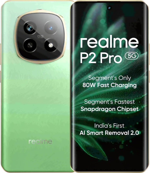 Image of realme P2 Pro 5G (Parrot Green, 12 GB RAM, 256GB Storage) | Up to 24GB Dynamic RAM | 6.7" Curved Display | 7s Gen2 Processor | 4500 mm VC Cooling System | Sony LYT-600 OIS Camera | 80 W Fast Charging