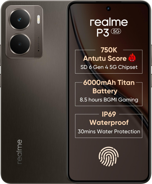 Image of realme P3 5G with 6.67″ FHD+ 120Hz AMOLED Display (8 GB RAM, 128 GB ROM) Comet Grey