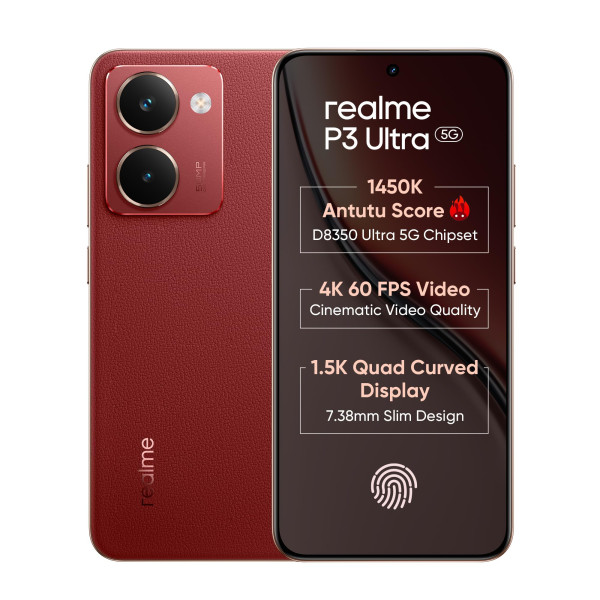 Image of realme P3 Ultra 5G Smartphone 8+256 Red,6.83-inch Screen,20Hz Display,6000mAh Battery,80W Ultra Charge,58MP Camera,MediaTek Dimensity 8350 Ultra,IP69