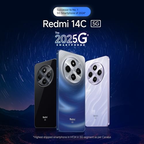 Redmi 14C 5G Stardust Purple 4GB RAM 64GB Storage Superfast 4nm Snapdragon 4 Gen 2 120Hz 1747cm 688 Display 5160mAh Battery 50MP Dual Camera Premium Starlight Design