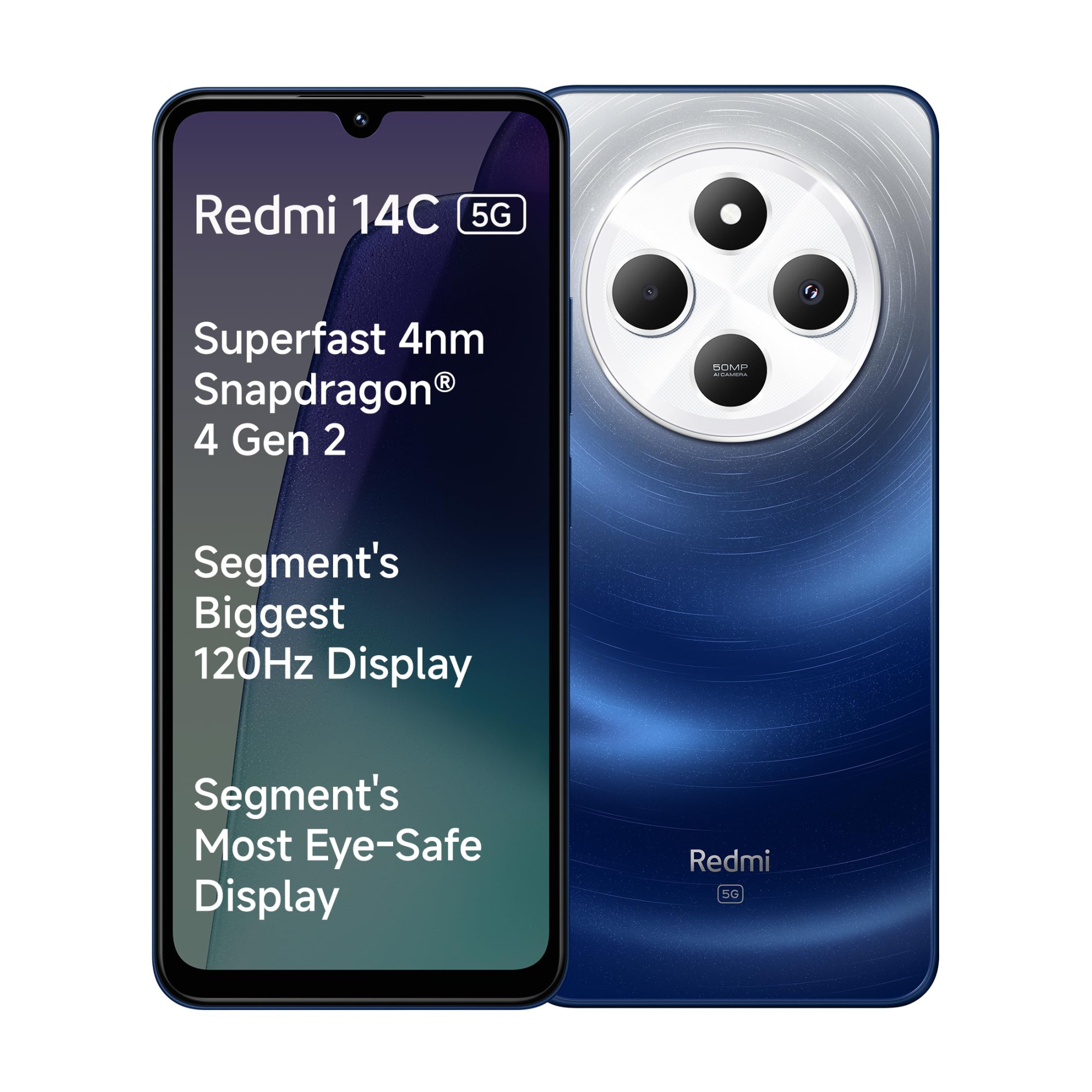 Redmi 14C 5G Starlight Blue 6GB RAM 128GB Storage Superfast 4nm Snapdragon 4 Gen 2 120Hz 1747cm 688 Display 5160mAh Battery 50MP Dual Camera Premium Starlight Design