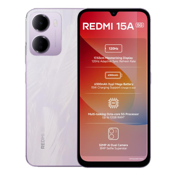 Image of REDMI 15A 5G Amaze Purple 6GB RAM 128GB ROM