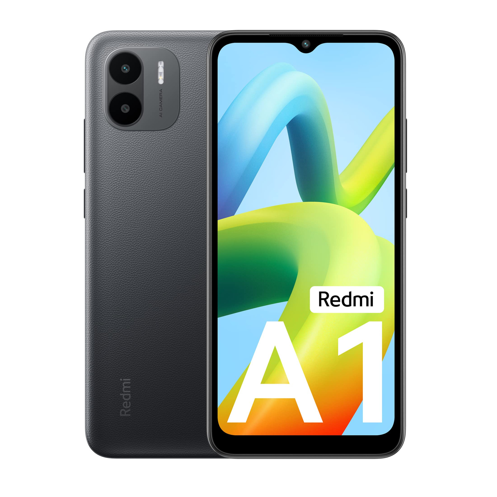 Redmi A1 Black 2GB RAM 32GB Storage Segment Best AI Dual Cam 5000mAh Battery Leather Texture Design Android 12