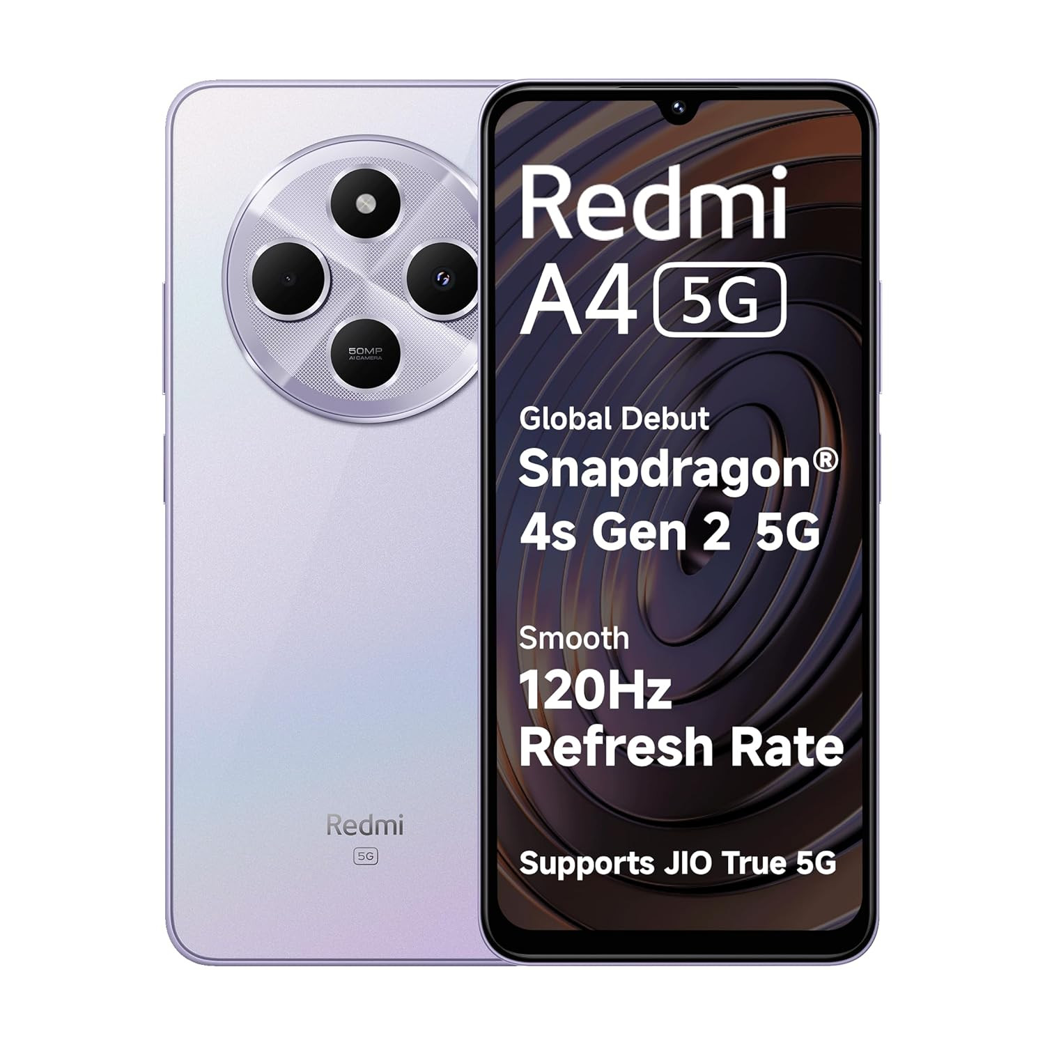 Redmi A4 5G Sparkle Purple 4GB RAM 128GB Storage Global Debut SD 4s Gen 2 Segment Largest 688in 120Hz 50MP Dual Camera 18W Fast Charging