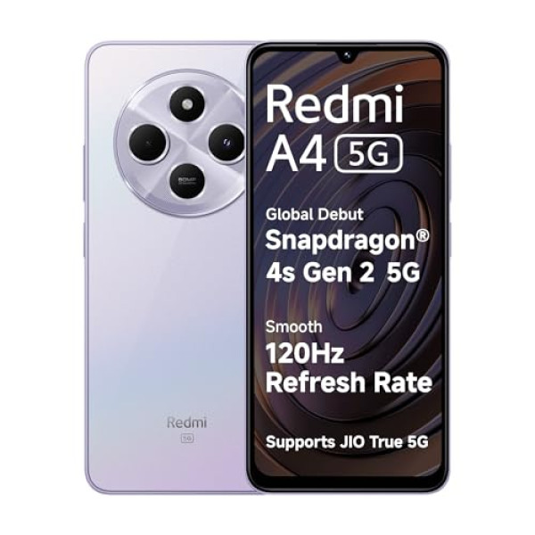 Image of Redmi A4 5G (Sparkle Purple, 4GB RAM, 64GB Storage) | Global Debut SD 4s Gen 2 | Segment Largest 6.88in 120Hz | 50MP Dual Camera | 18W Fast Charging