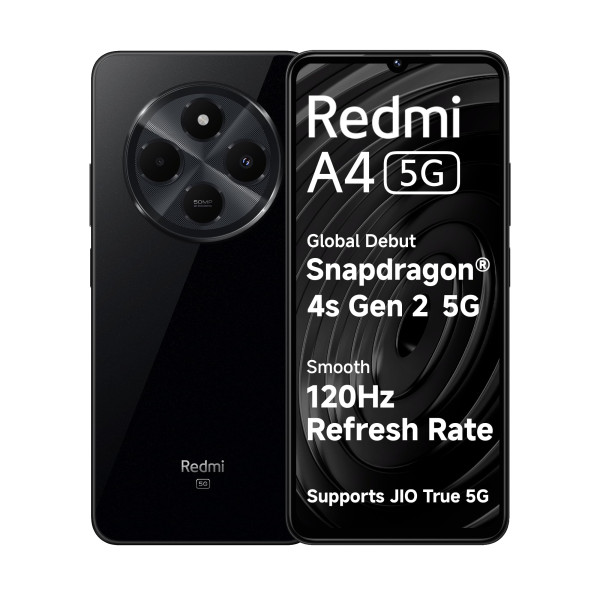 Image of Redmi A4 5G (Starry Black, 6GB RAM, 128GB Storage) | Global Debut SD 4s Gen 2 | Segment Largest 6.88in 120Hz | 50MP Dual Camera | 18W Fast Charging