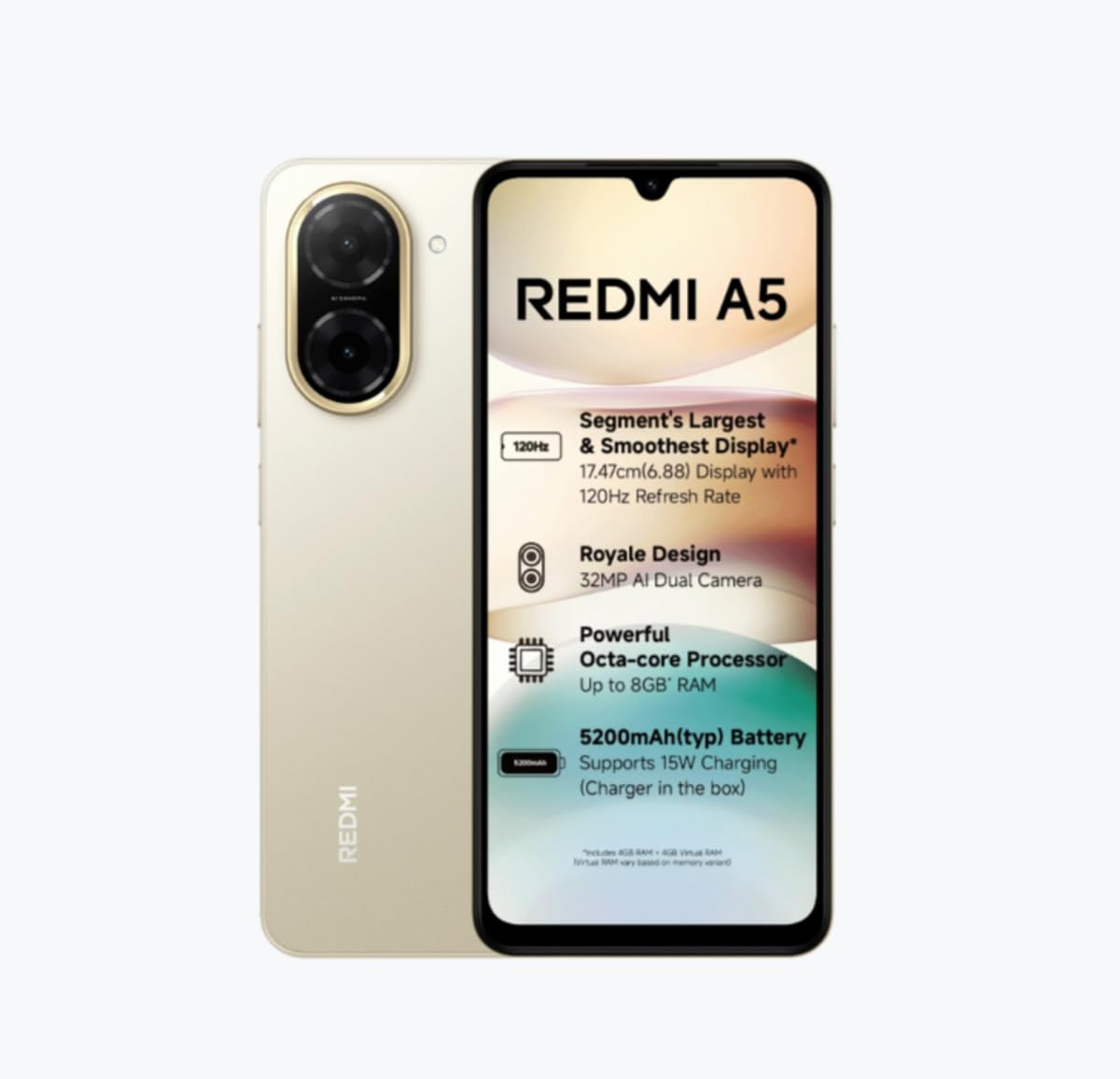 Redmi A5 Jaisalmer Gold 4GB RAM 128GB ROM