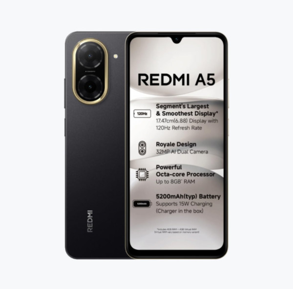 Image of Redmi A5 Just Black, 3GB RAM 64GB ROM