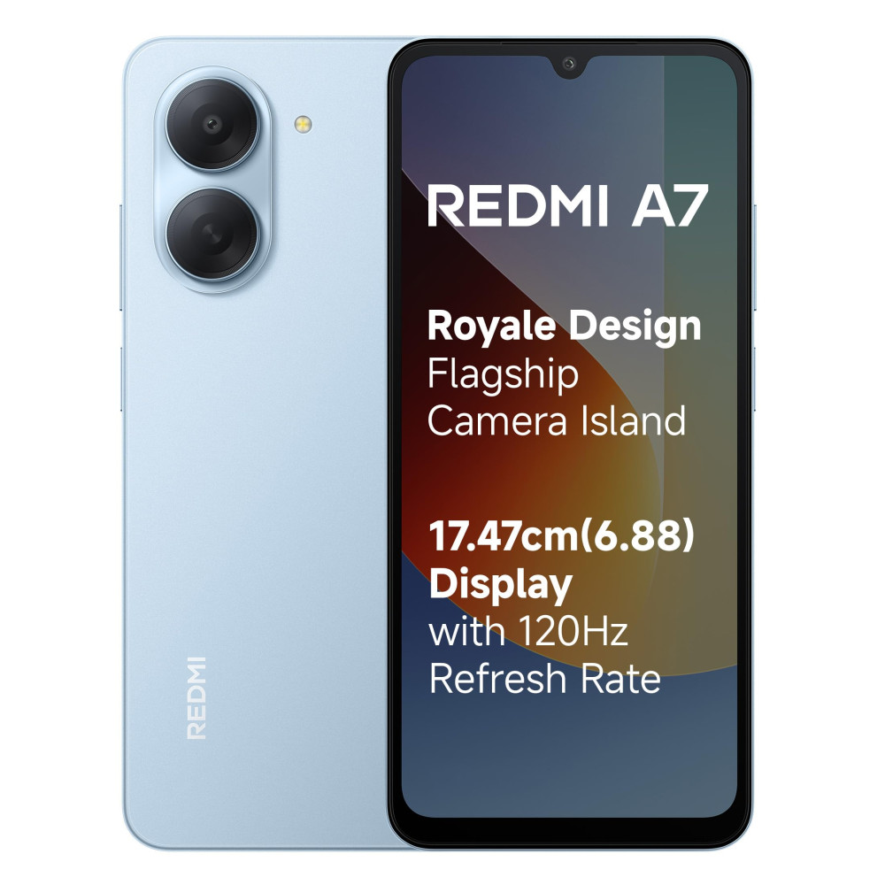 Image of REDMI A7 4G (Sky Blue, 3 GB RAM, 64GB Storage) | Large 17.48cm (6.88) Smooth 120Hz Display | 5200mAh 2-Day Battery | Royale Design | Charger in the Box