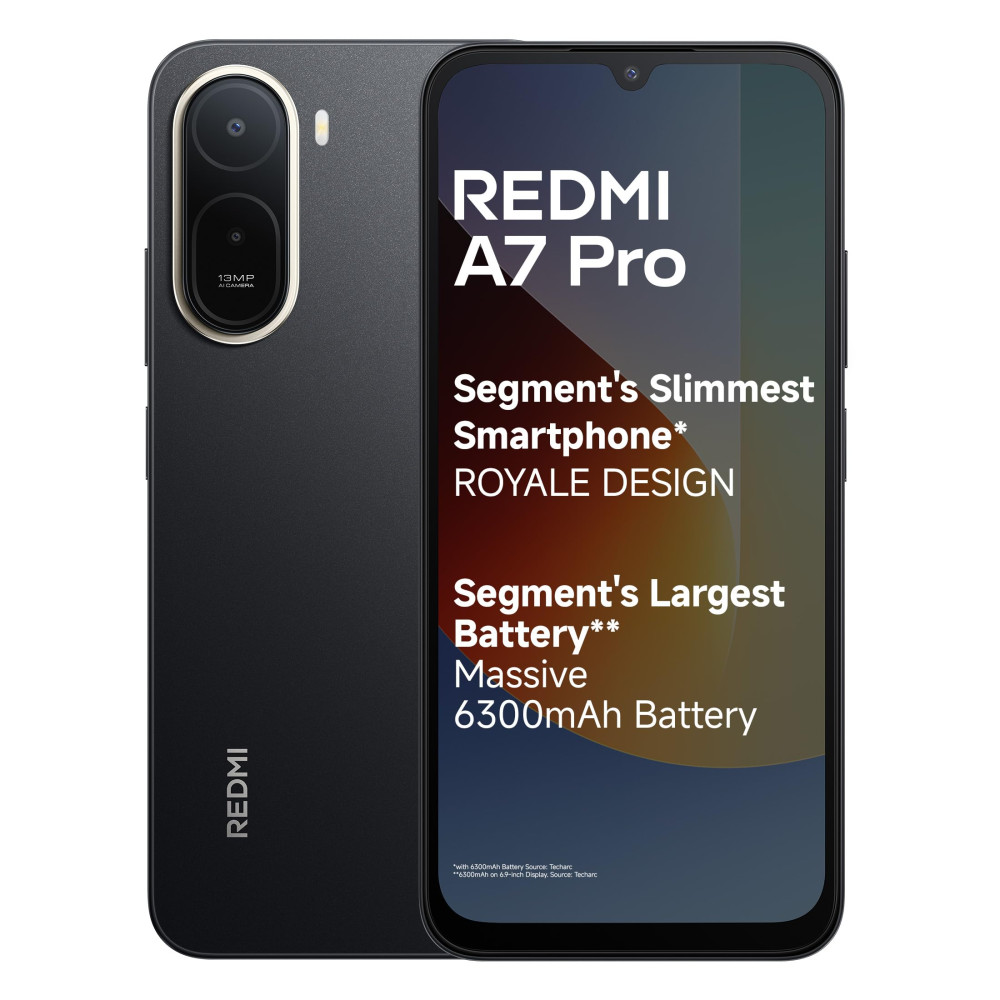 Image of REDMI A7 Pro 4G (Black, 4GB RAM, 64GB Storage) | Segment's Slimmest Smartphone | Segment's Largest 6300mAh Battery | Segment's Largest 17.53cm and Smoothest 120Hz Display | Charger in the Box
