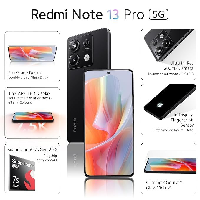 Redmi Note 13 Pro Midnight Black 8GB RAM 256GB Storage Without Offer