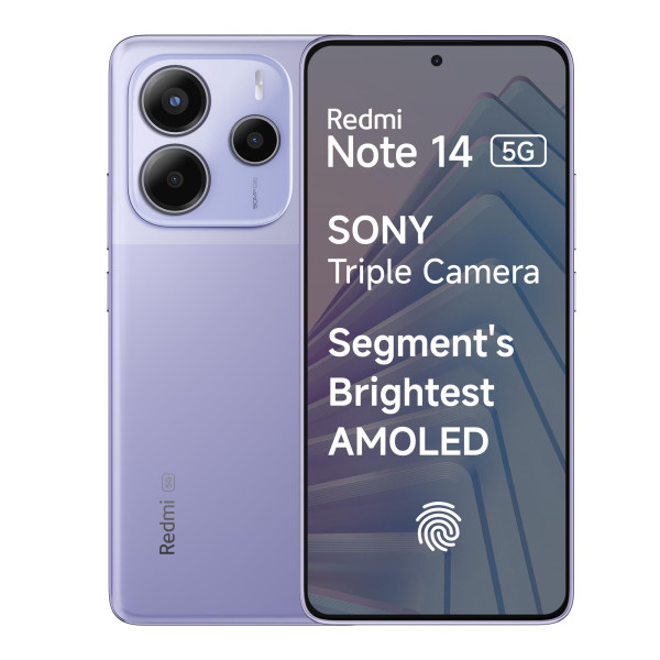 Image of Redmi Note 14 5G (Phantom Purple, 8GB RAM 256GB Storage) | Global Debut MTK Dimensity 7025 Ultra | 2100 nits Segment Brightest 120Hz AMOLED | 50MP Sony LYT 600 OIS+EIS Triple Camera