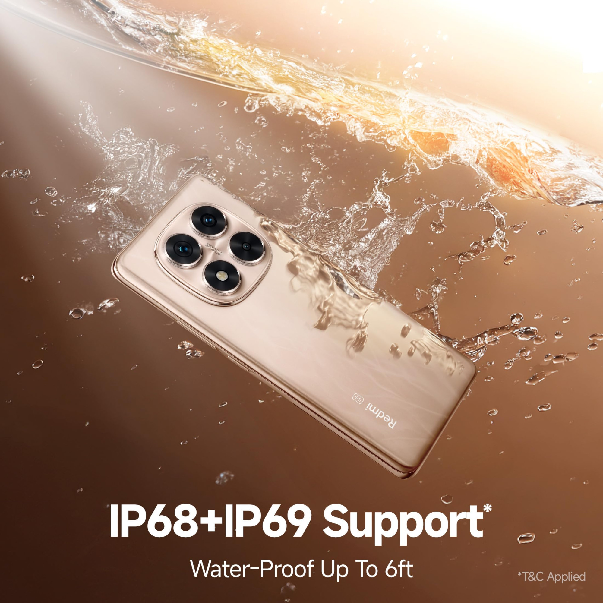 Redmi Note 14 Pro 5G Champagne Gold 8GB RAM 256GB Storage50 MP Sony Camera SetupCorning Gorilla Glass Victus 2 15K 3D Curved AMOLED Mediatek Dimensity 7300- Ultra IP68 IP69