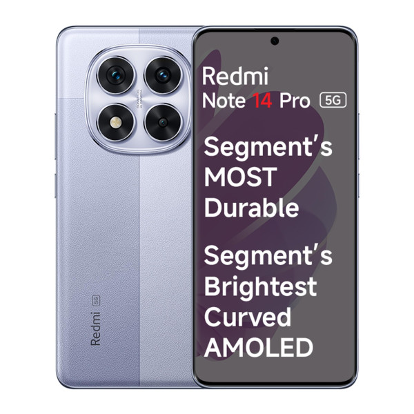 Image of Redmi Note 14 Pro 5G Phantom Purple 8GB RAM 128GB Storage|50 MP Sony Camera Setup|Corning Gorilla Glass Victus 2 | 1.5K 3D Curved AMOLED | Mediatek Dimensity 7300- Ultra