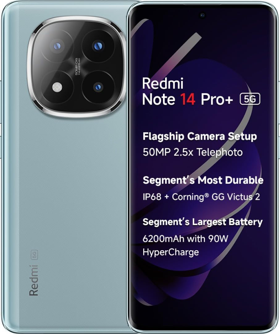Redmi Note 14 Pro 5G Spectre Blue 8GB RAM 128GB Storage Snapdragon 7s Gen 3 Processor AMOLED Display Dual Nano-SIM 6200mAh Battery