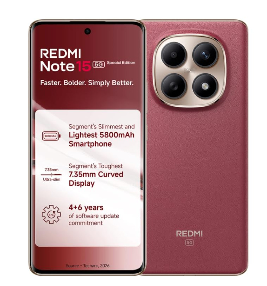 Image of Redmi Note 15 SE 5G Smartphone, Crimson Reserve, 8GB RAM, 128GB Storage, 5800mAh Battery, IP66 Military Grade