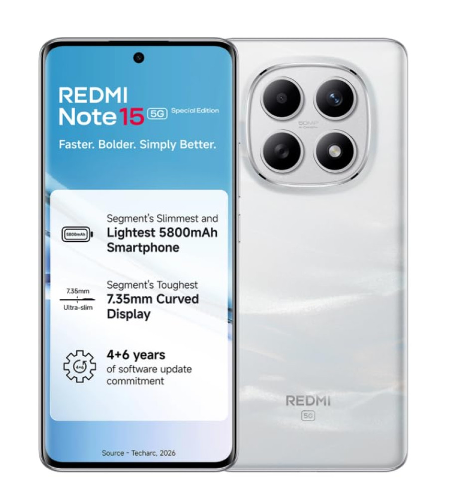 Image of Redmi Note 15 SE 5G Smartphone, Frosted White, 6GB RAM, 128GB, 5800mAh Battery, IP66 Military Grade Durability