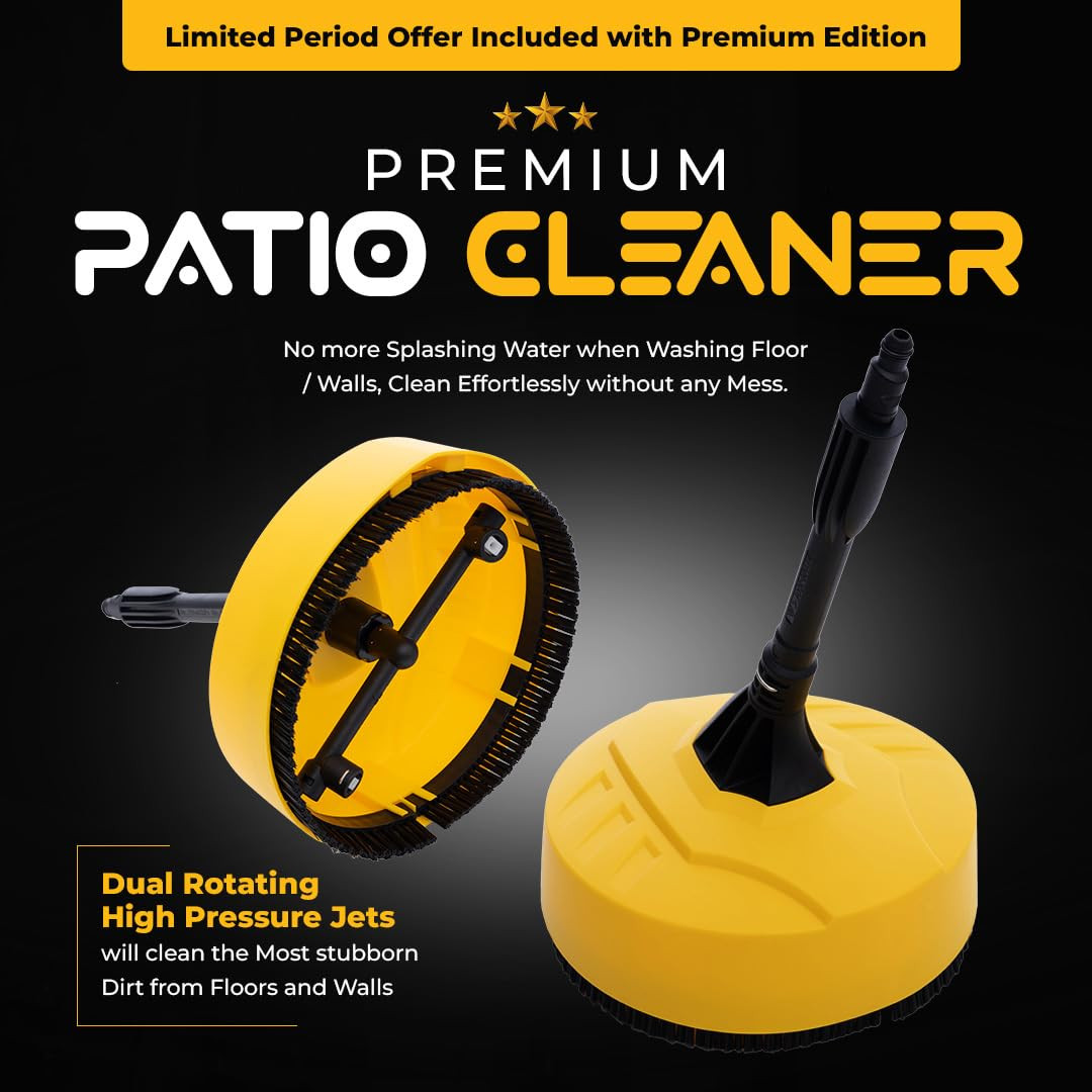 ResQTech Pw-107 1900 Watt 150 Bar High Pressure Washer For Car Bike And Home - 2 Year Warranty - Patio Cleaner - Foam Cannon - 90 Degree Nozzle - Rotary Turbo Nozzle - 7 M Hose Pipe10 M Power Cord - Copper Winding - Premium Edition