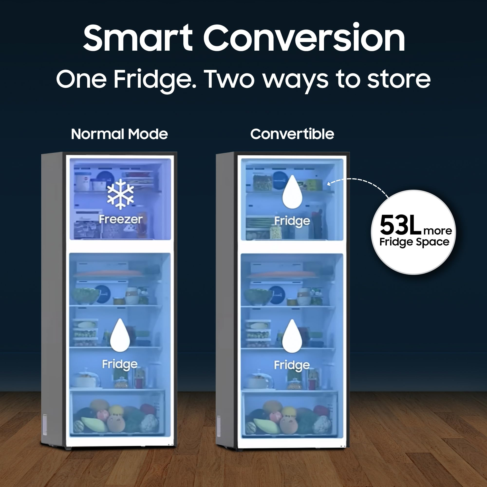 Samsung 236 L 3 Star Convertible Digital Inverter Frost Free Double Door Refrigerator RT40H28U3THL Silver Refined Inox 2026 Model