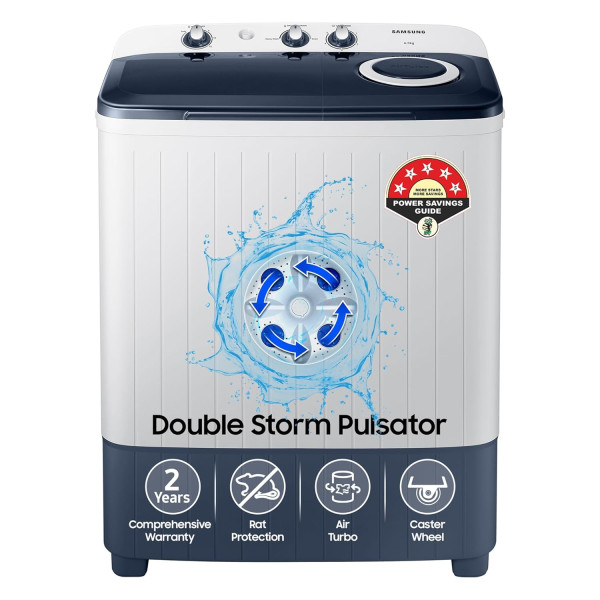 Image of Samsung 6.5 kg, 5 star, Semi-Automatic Washing Machine (WT65R2200LL/TL, Air Turbo Drying, LIGHT GRAY)