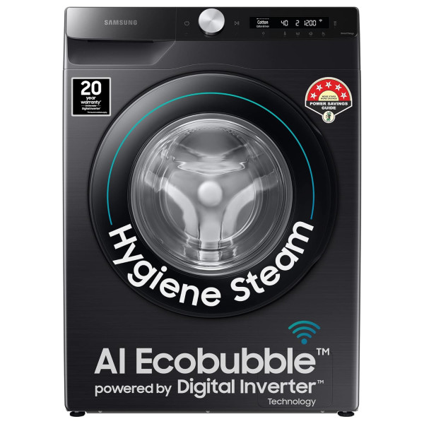Image of Samsung 7 Kg Fully-Automatic Front Loading Washing Machine with AI Control &amp; SmartThings Connectivity (WW70T502DAB1TL,Black Caviar), Free 1 Year Extended warrant