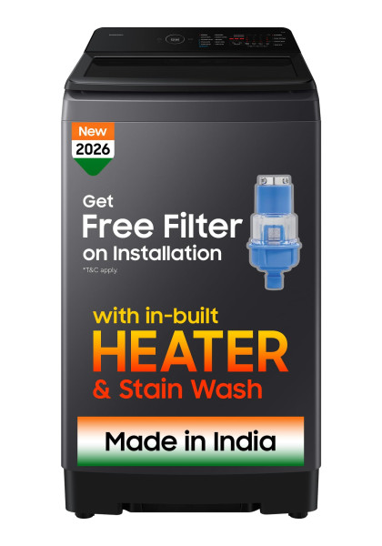 Image of Samsung 8 Kg, 5 Star, Hygiene Steam, Ecobubble, Quick Wash, Soft Closing Door, Digital Inverter, Fully-Automatic Top Load Washing Machine (WA40F08H2CTL, In-Built Heater, Stainwash, Deep Charcoal)