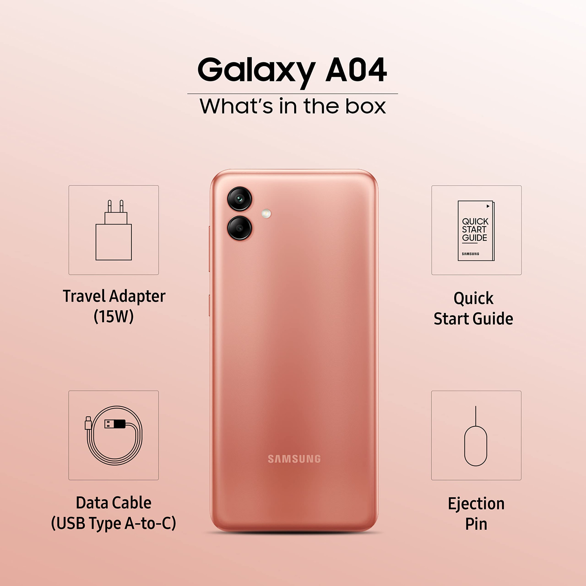 Samsung Galaxy A04 Copper 4GB 128GB Storage 50 MP Rear Camera Face Unlock Upto 8GB RAM with RAM Plus MediaTek Helio P35 5000 mAh Battery
