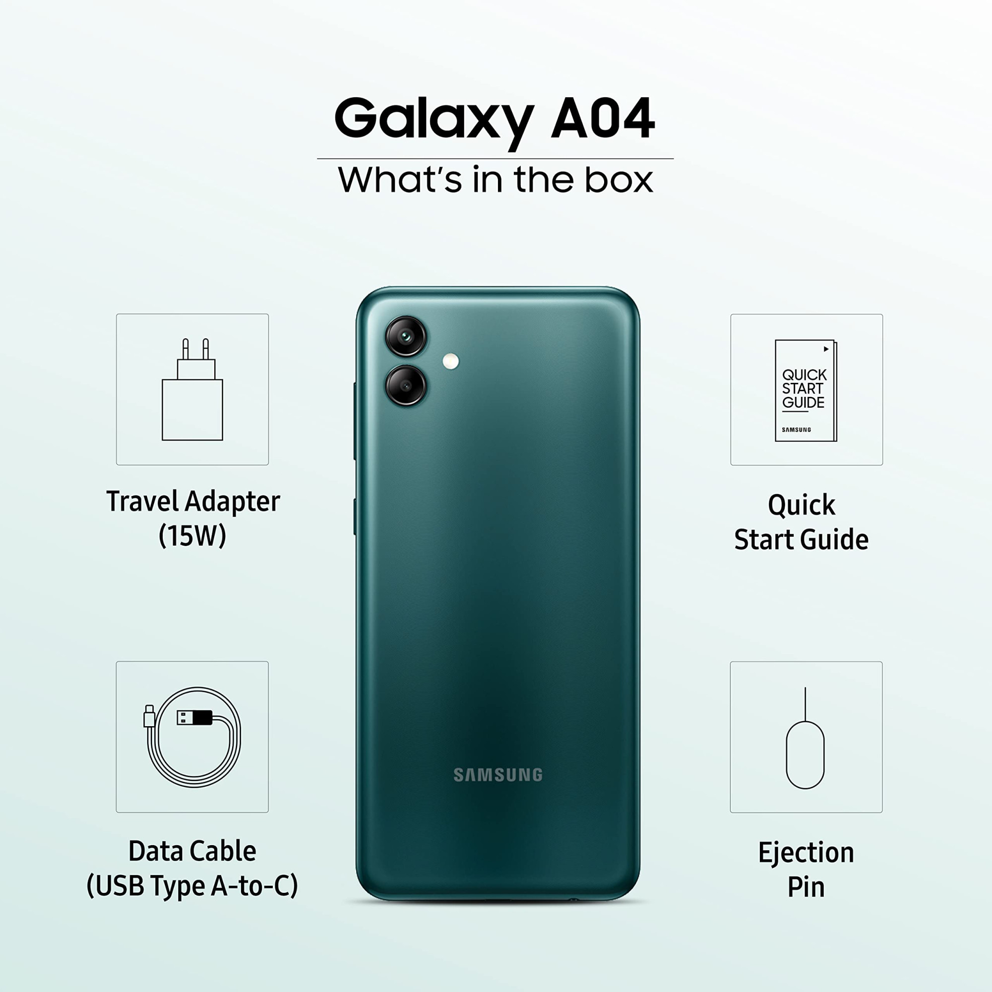 Samsung Galaxy A04 Green 4GB 64GB Storage 50 MP Rear Camera Face Unlock Upto 8GB RAM with RAM Plus MediaTek Helio P35 5000 mAh Battery