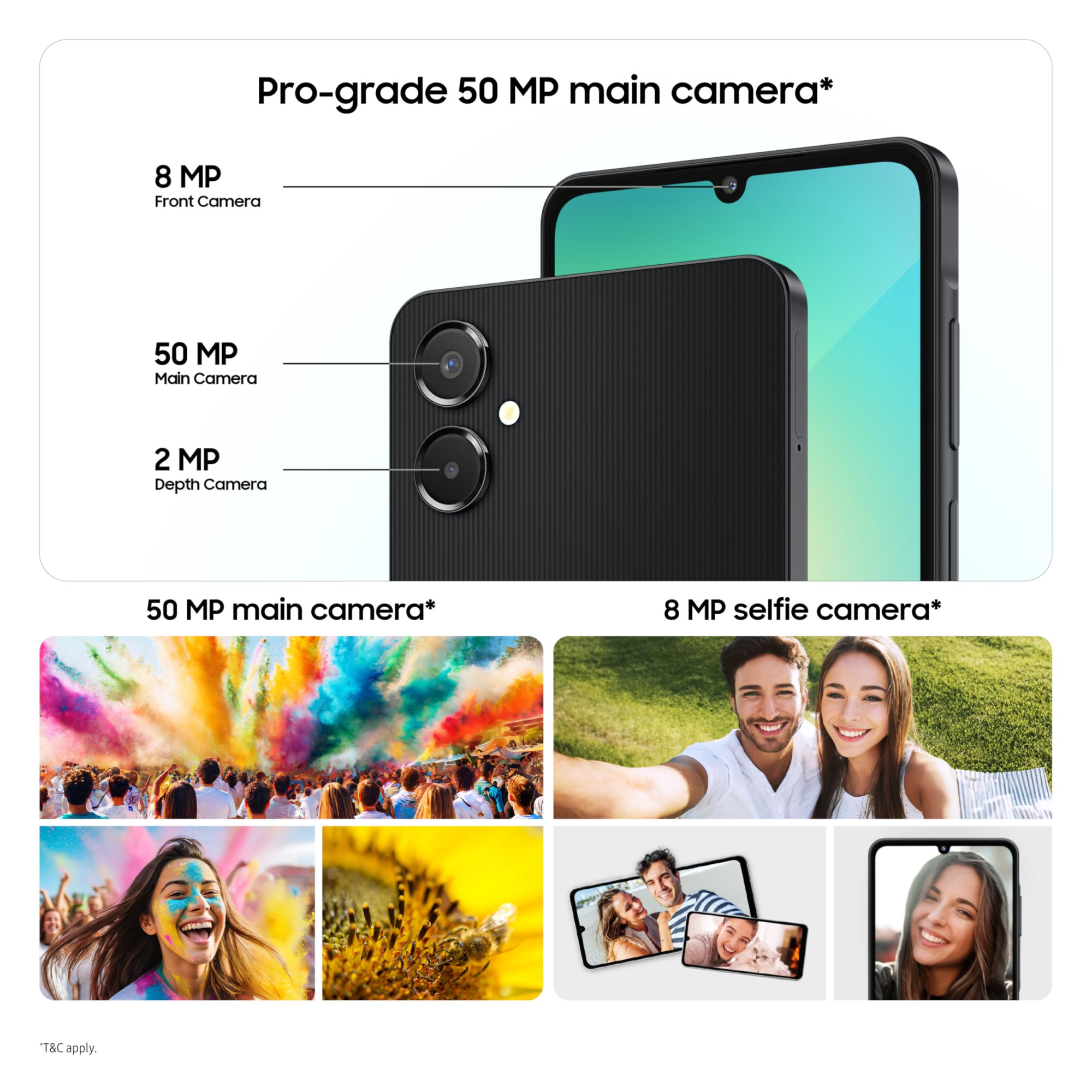 Samsung Galaxy A06 5G Light Green 4GB RAM 64GB Storage 50MP Dual Camera 4 Gen OS Upgrades IP54 Rating Voice Focus