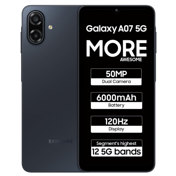 Image of Samsung Galaxy A07 5G Smartphone (Black, 4GB RAM, 128GB Storage)