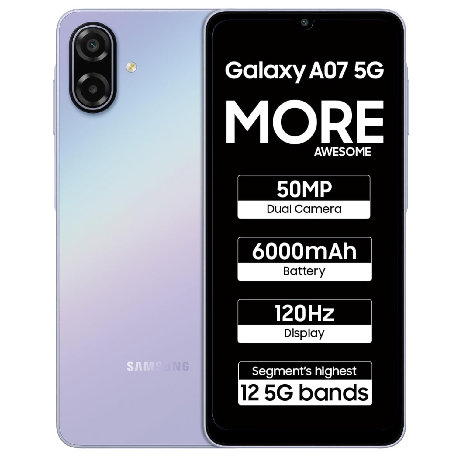 Samsung Galaxy A07 5G Smartphone Light Violet 6GB RAM 128GB Storage