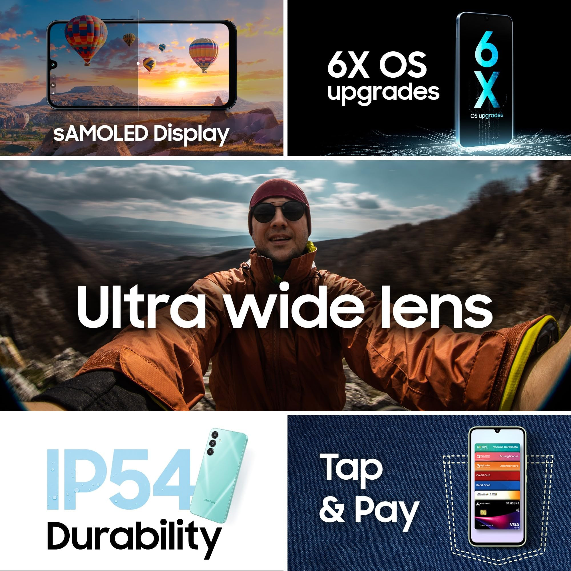 Samsung Galaxy A16 5G Gold 6GB RAM 128GB Storage Super AMOLED 50MP Triple Camera with Ultra Wide Lens 6 OS 6 Years Security Updates IP54 Tap Pay 5000mAh