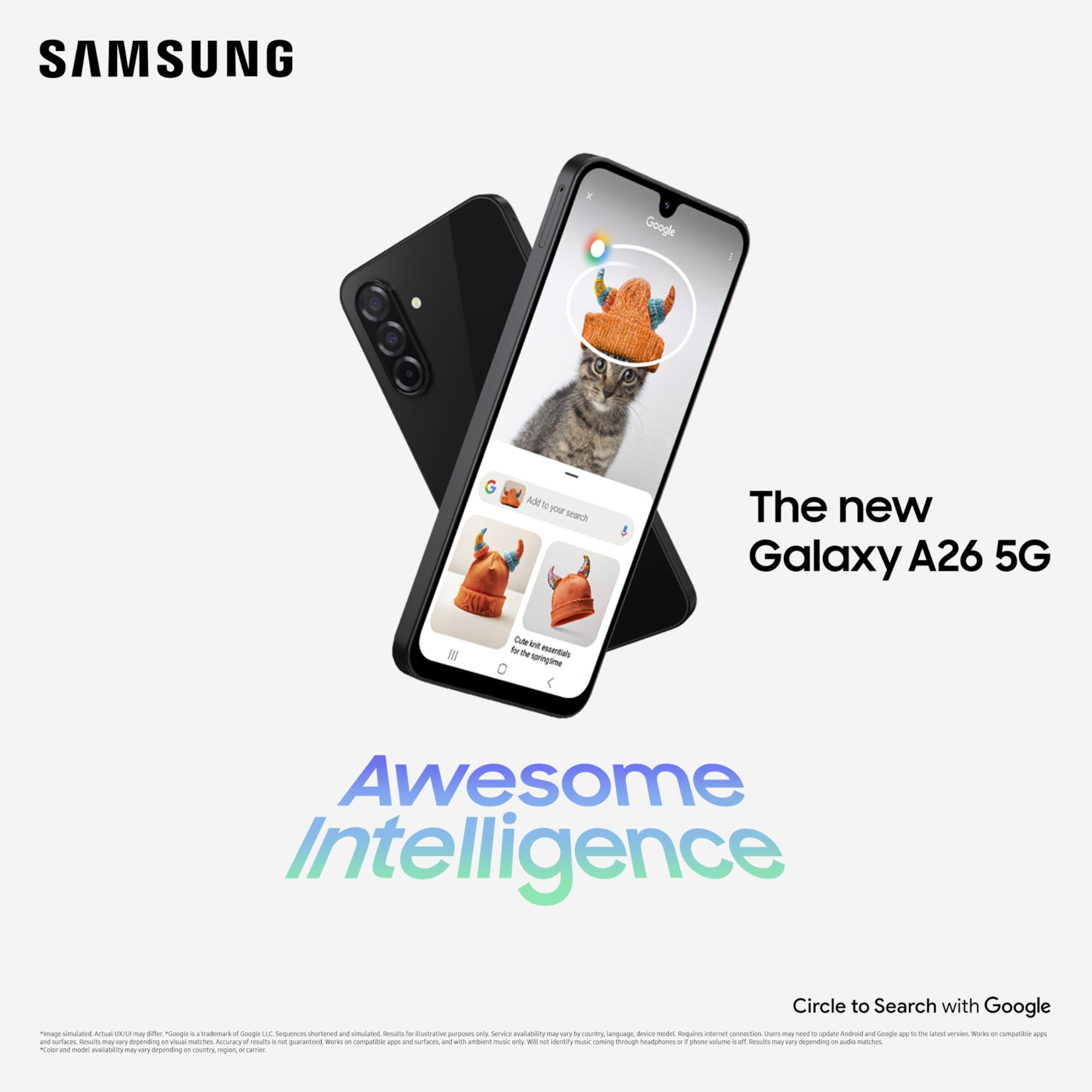 Samsung Galaxy A26 5G Awesome Black 8GB 128GB Awesome Intelligence Circle to Search Intelligent Editing Awesome 50MP Triple Camera IP67