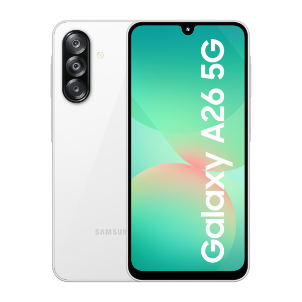 Image of Samsung Galaxy A26 5G (Awesome White, 6GB, 128GB) | Awesome Intelligence (AI) | Circle to Search | Gemini Live | FHD+ sAMOLED Display | 50MP OIS Camera | IP67 Rated