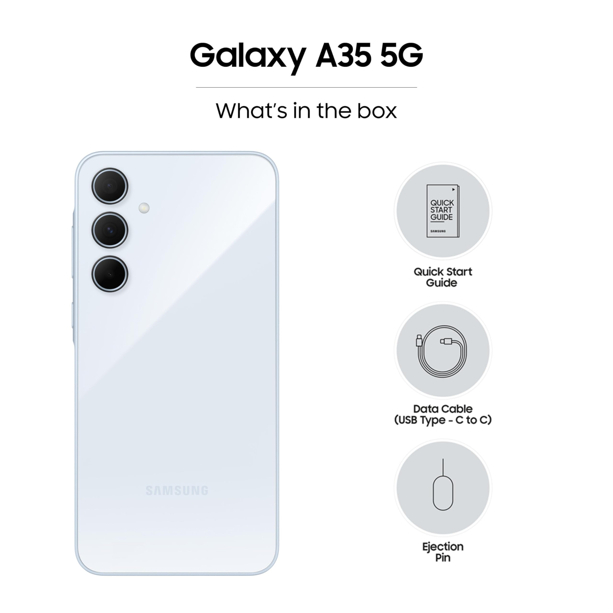 Samsung Galaxy A35 5G Awesome Iceblue 8GB RAM 256GB Storage Premium Glass Back 50 MP Main Camera OIS Nightography IP67 Corning Gorilla Glass Victus sAMOLED with Vision Booster