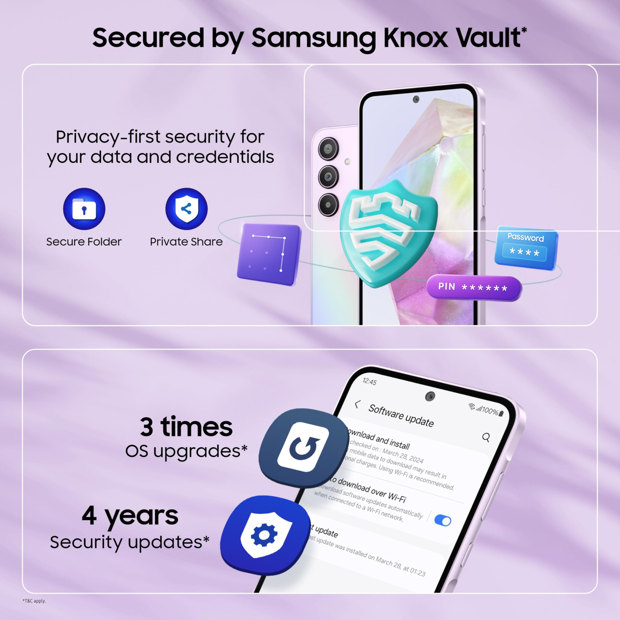 Samsung Galaxy A35 5G Awesome Lilac 8GB RAM 128GB Storage Premium Glass Back 50 MP Main Camera OIS Nightography IP67 Corning Gorilla Glass Victus sAMOLED with Vision Booster