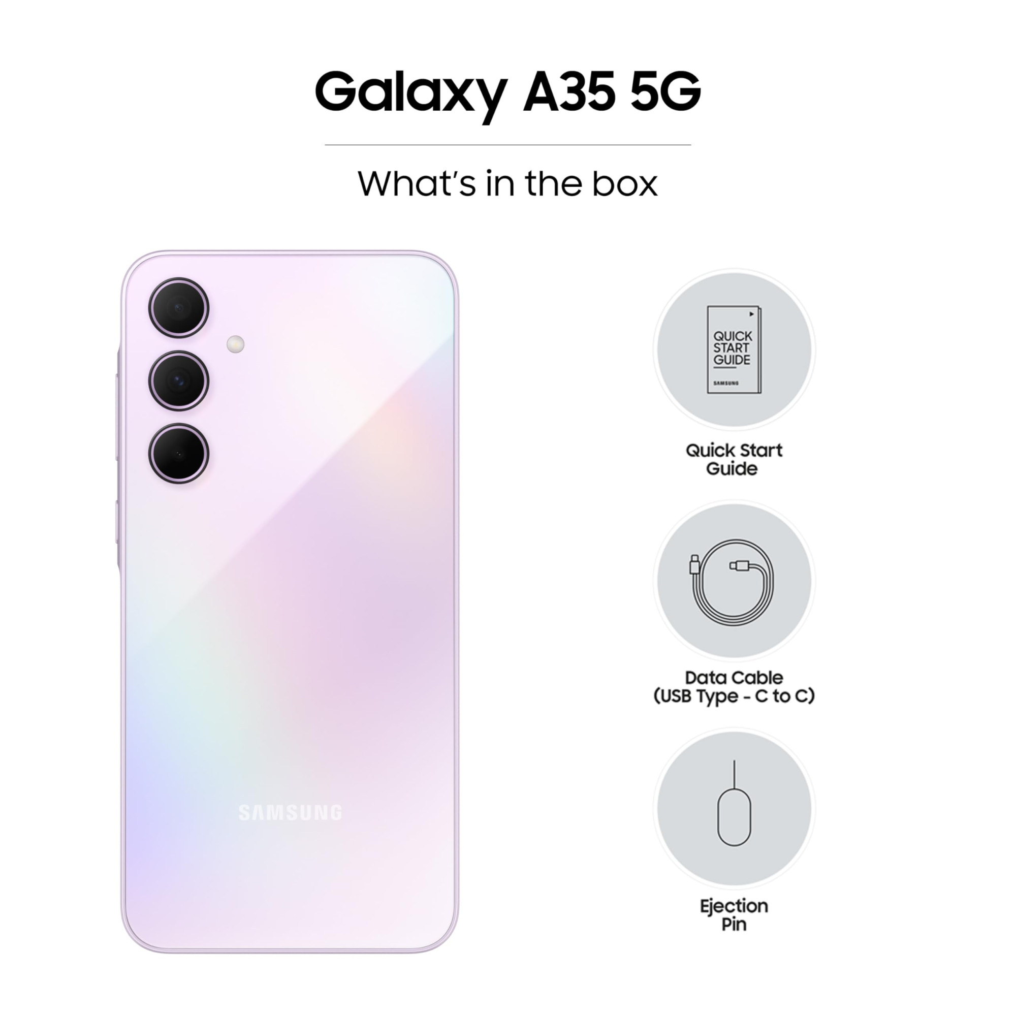 Samsung Galaxy A35 5G Awesome Lilac 8GB RAM 128GB Storage Premium Glass Back 50 MP Main Camera OIS Nightography IP67 Corning Gorilla Glass Victus sAMOLED with Vision Booster