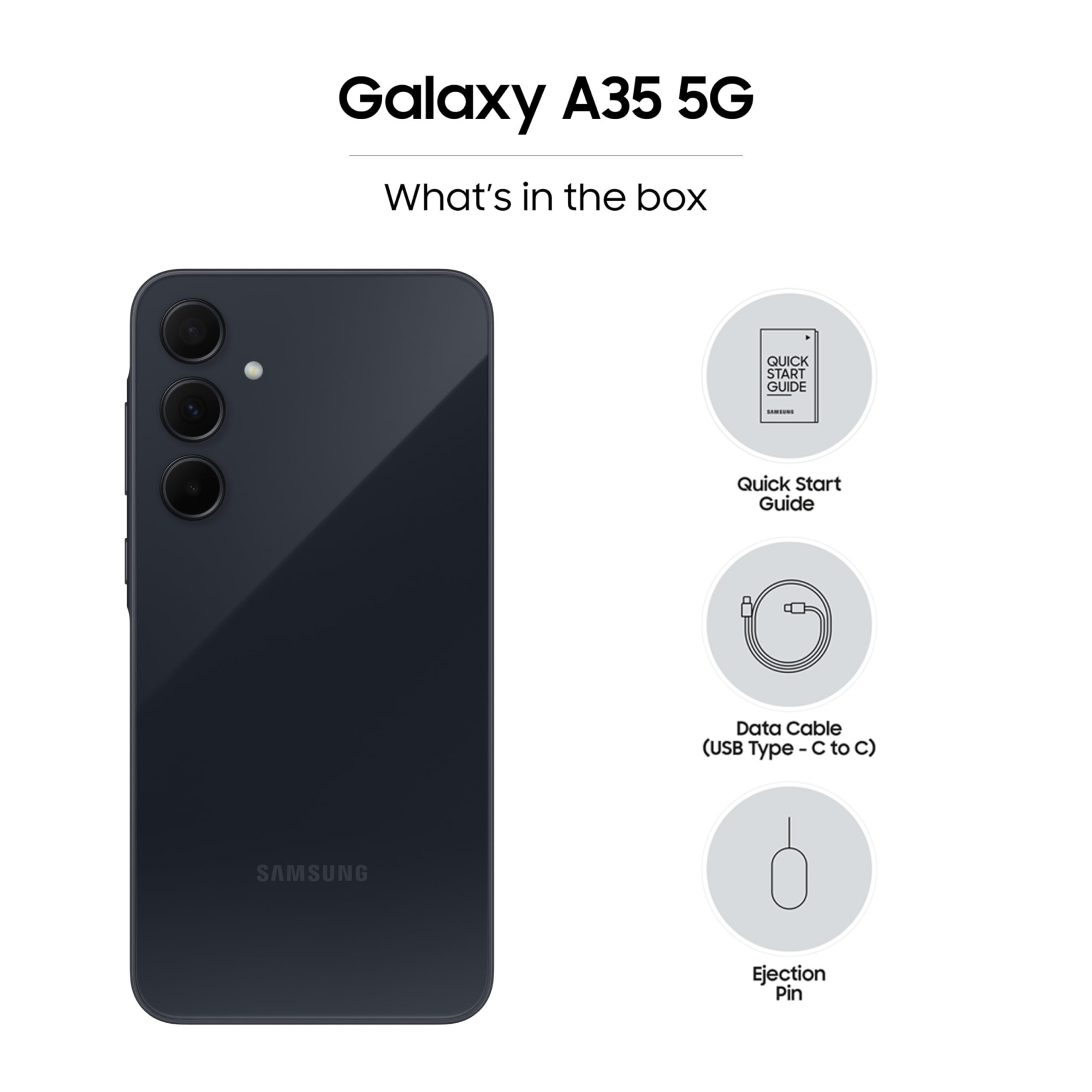 Samsung Galaxy A35 5G Awesome Navy 8GB RAM 256GB Storage Premium Glass Back 50 MP Main Camera OIS Nightography IP67 Corning Gorilla Glass Victus sAMOLED with Vision Booster