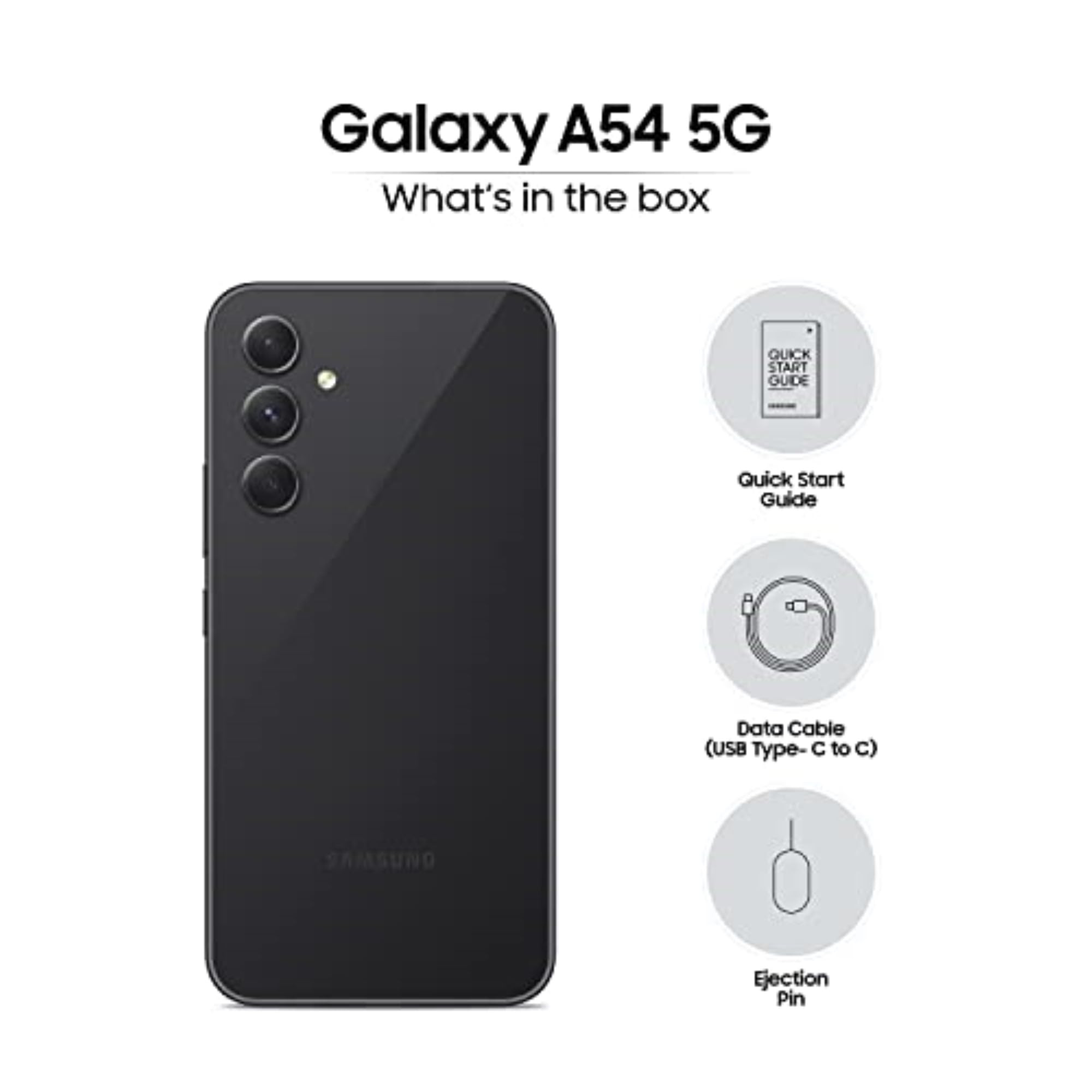 Samsung Galaxy A54 5G Awesome Graphite 8GB 128GB Storage 50 MP No Shake Cam OIS IP67 Gorilla Glass 5 Voice Focus Without Charger