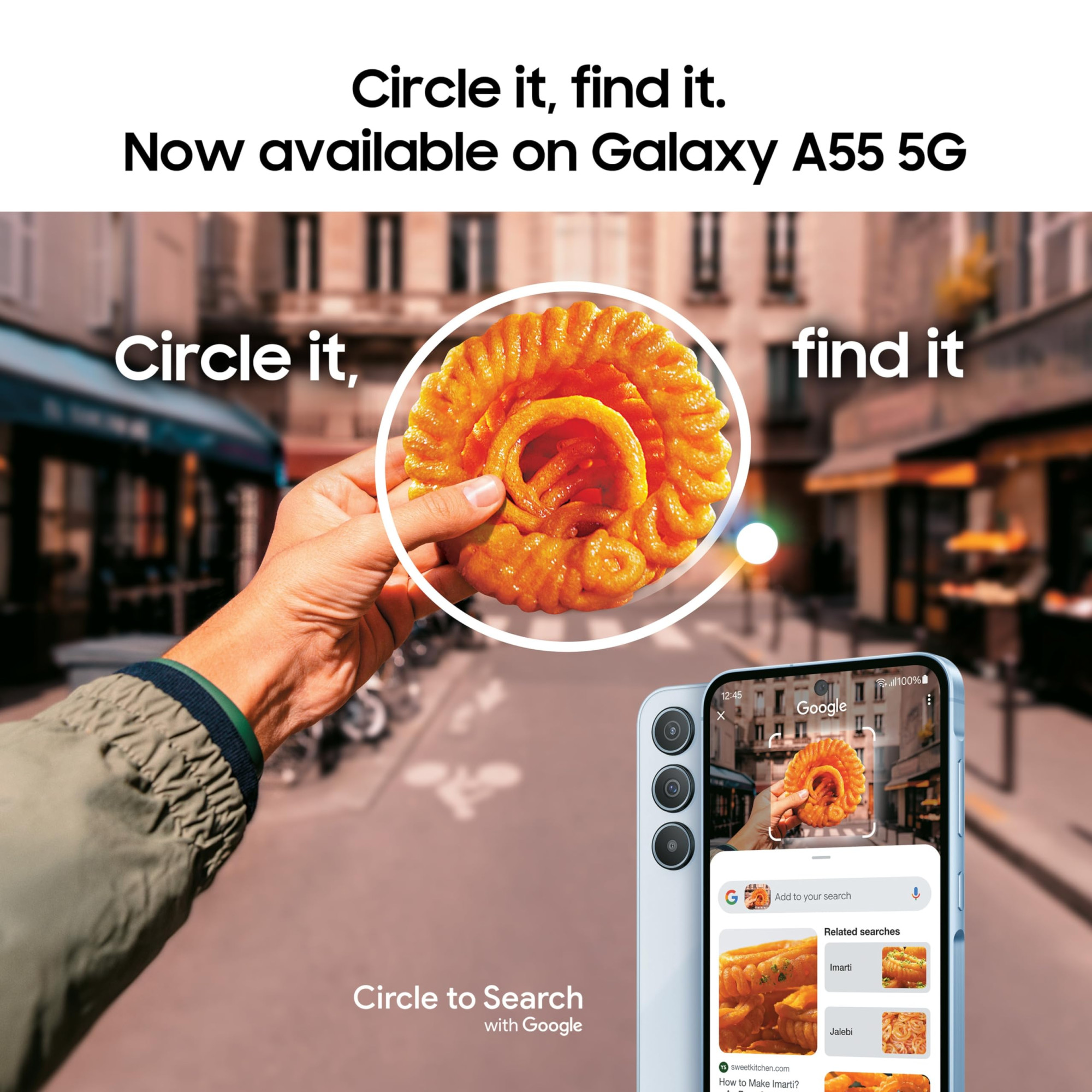 Samsung Galaxy A55 5G Awesome Iceblue 8GB RAM 256GB Storage Metal Frame 50 MP Main Camera OIS Nightography IP67 Corning Gorilla Glass Victus sAMOLED with Vision Booster