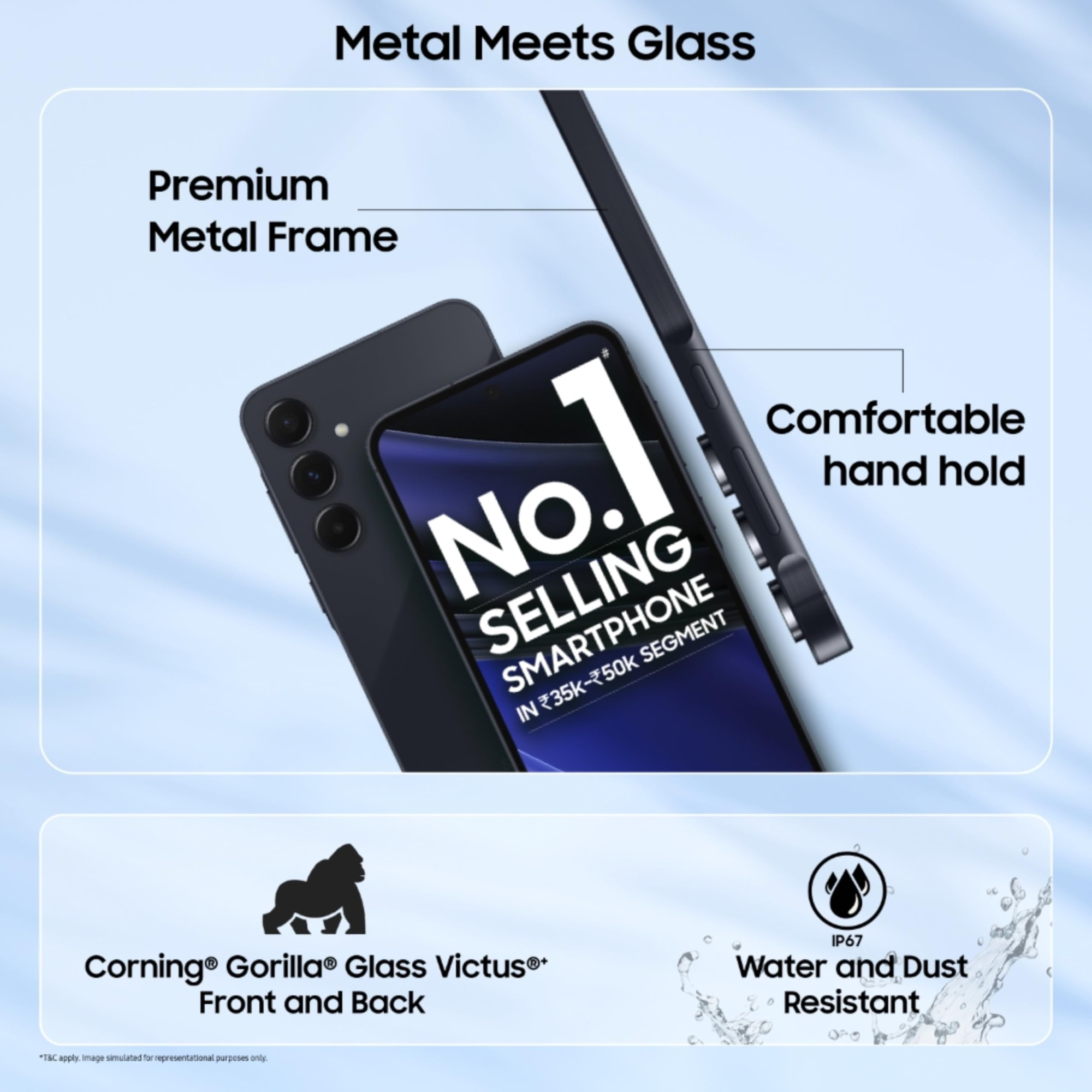 Samsung Galaxy A55 5G Awesome Navy 8GB RAM 128GB Storage AI Metal Frame 50 MP Main Camera OIS Super HDR Video Nightography IP67 Corning Gorilla Glass Victus sAMOLED Display