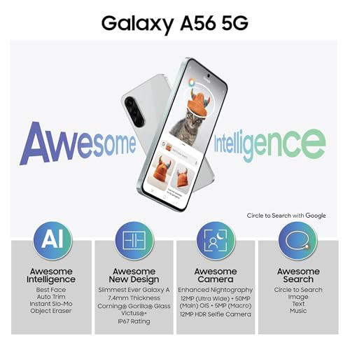 Samsung Galaxy A56 5G Awesome Graphite 12GB 256GB Awesome Intelligence Circle to Search Intelligent Editing Awesome 6 OS 6 Years Security Updates IP67