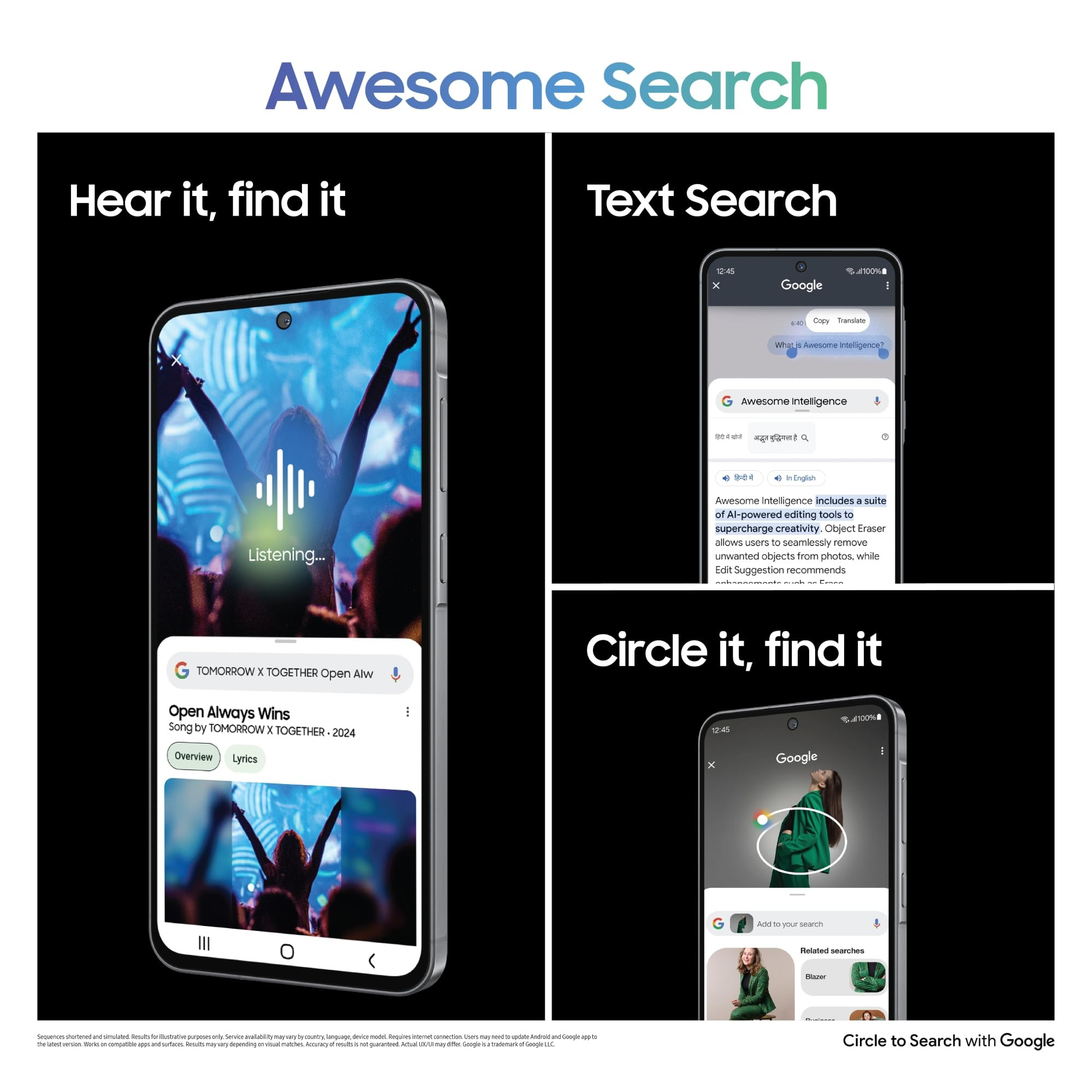 Samsung Galaxy A56 5G Awesome Graphite 8GB 256GB Metal Frame Gemini Live Awesome Intelligence AI Circle to Search Instant Slo-Mo Auto-Trim Object Eraser Flagship Grade Camera