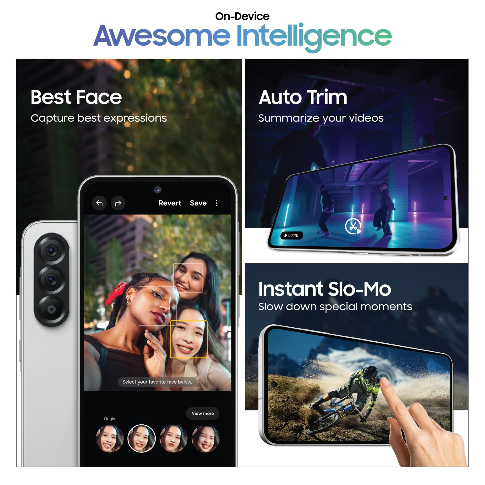 Samsung Galaxy A56 5G Awesome Light Gray 12GB 256GB Metal Frame Gemini Live Awesome Intelligence AI Circle to Search Instant Slo-Mo Auto-Trim Object Eraser Flagship Grade Camera