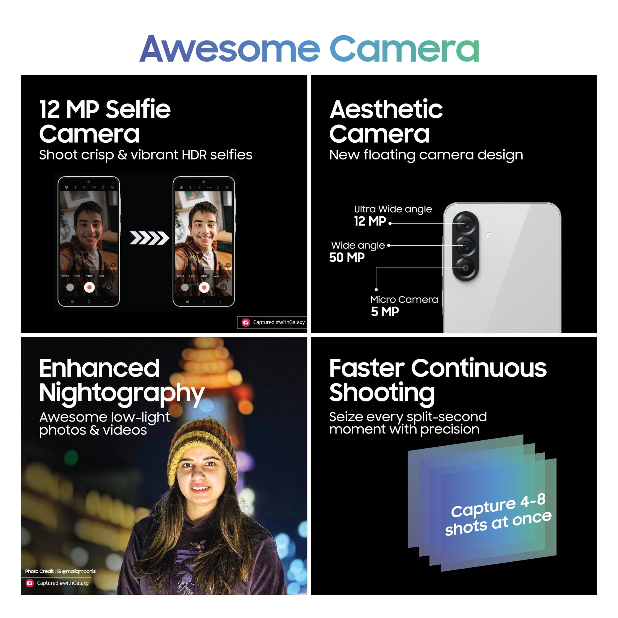 Samsung Galaxy A56 5G Awesome Light Gray 12GB 256GB Metal Frame Gemini Live Awesome Intelligence AI Circle to Search Instant Slo-Mo Auto-Trim Object Eraser Flagship Grade Camera