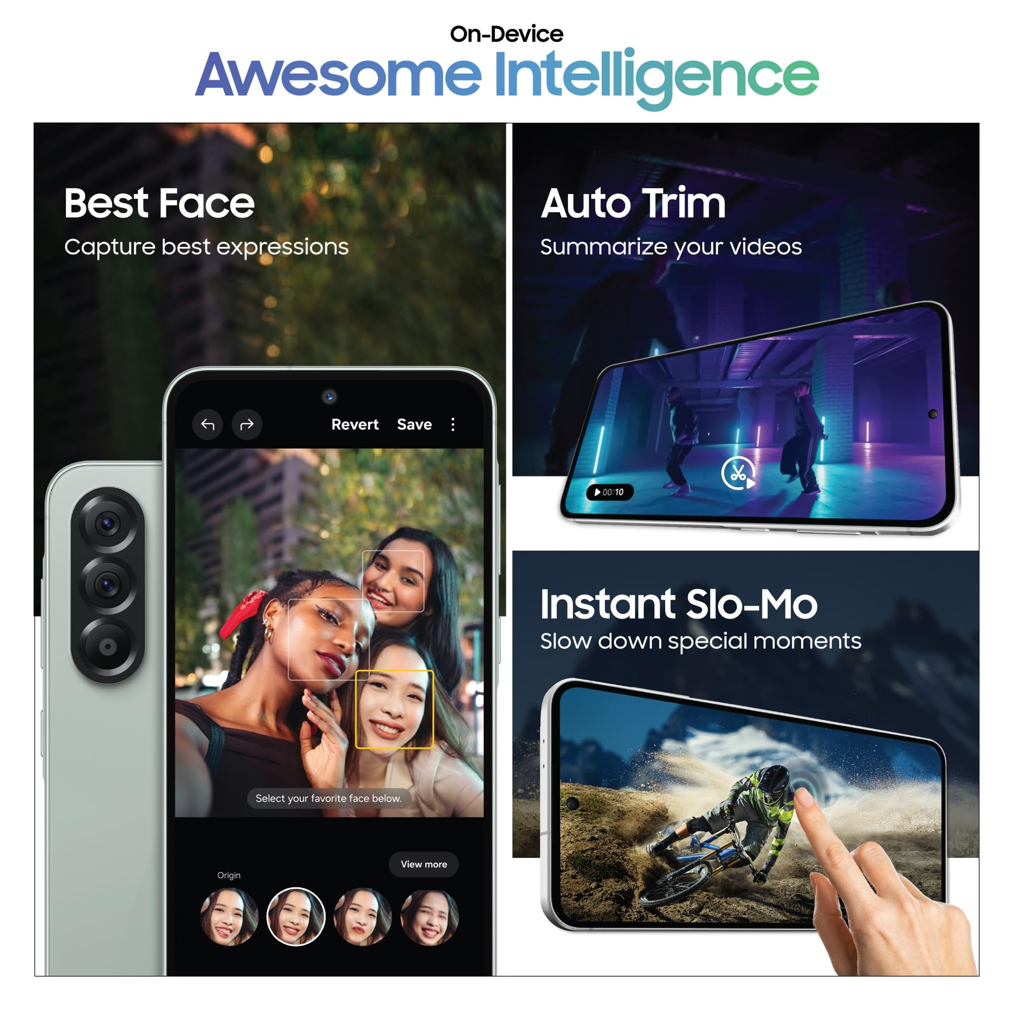 Samsung Galaxy A56 5G Awesome Olive 8GB 128GB Metal Frame Gemini Live Awesome Intelligence AI Circle to Search Instant Slo-Mo Auto-Trim Object Eraser Flagship Grade Camera