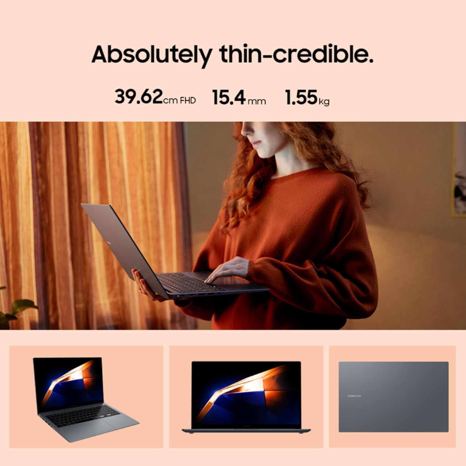 Samsung Galaxy Book4 Gray 16GB RAM 512GB SSD 156 Full HD Screen Intel Core i5 1335U Processor Windows 11 Home MS Office 2021 Fingerprint Reader Intel Iris XE Graphics RJ45 LAN Port