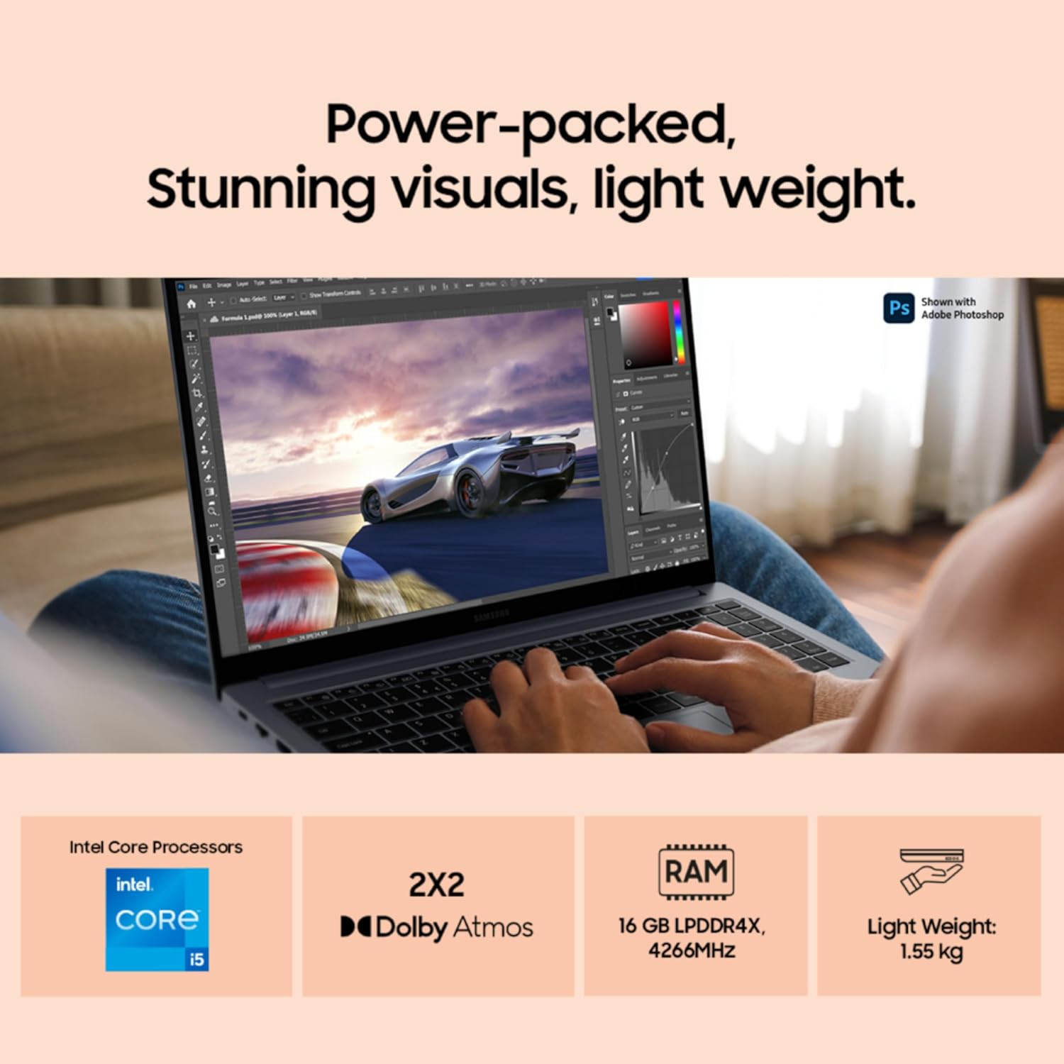 Samsung Galaxy Book4 Gray 16GB RAM 512GB SSD 156 Full HD Screen Intel Core i5 1335U Processor Windows 11 Home MS Office 2021 Fingerprint Reader Intel Iris XE Graphics RJ45 LAN Port