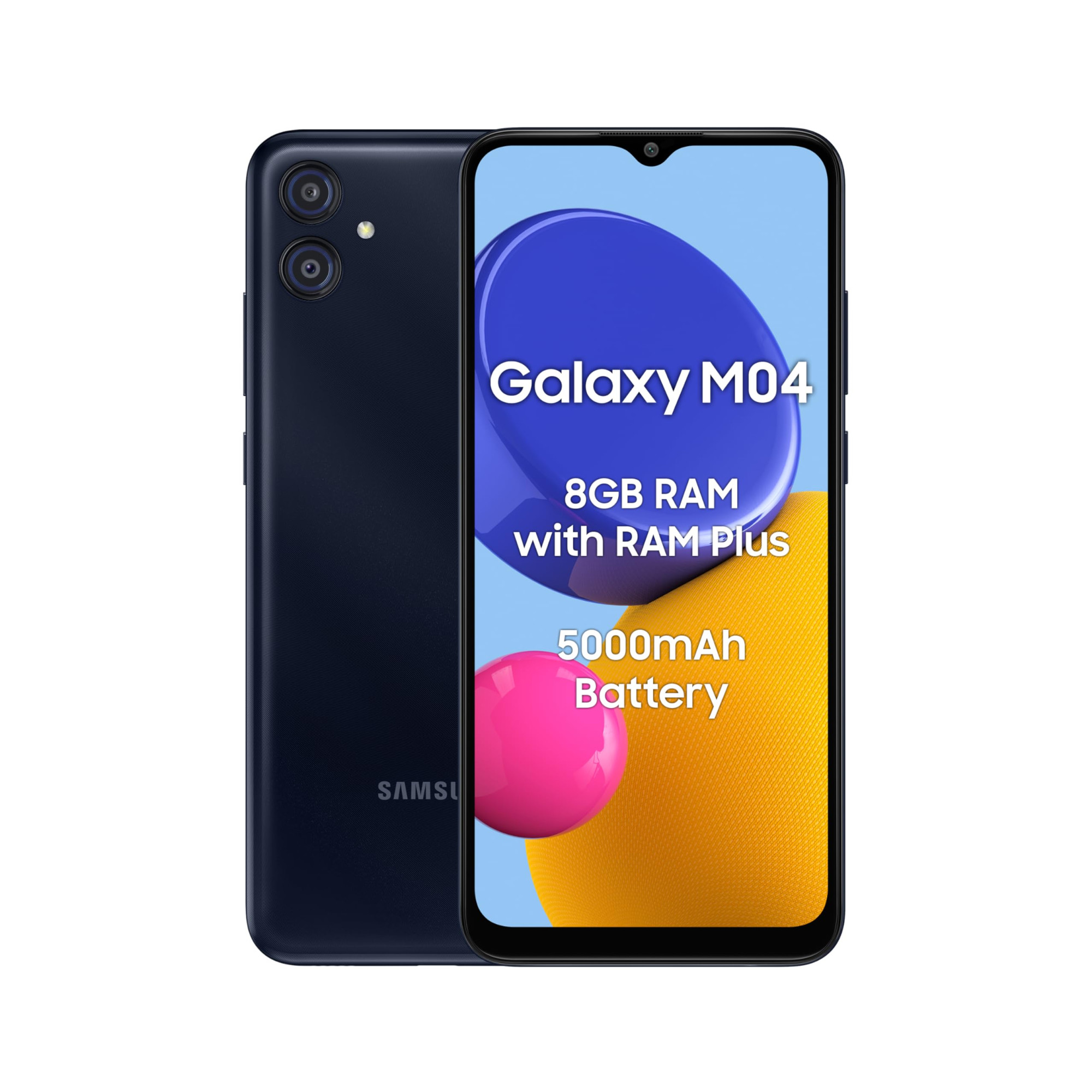 Samsung Galaxy M04 Dark Blue - 4GB RAM 128GB Storage  MediaTek Helio P35 Octa-core Processor  5000 mAh Battery  13MP Dual Camera