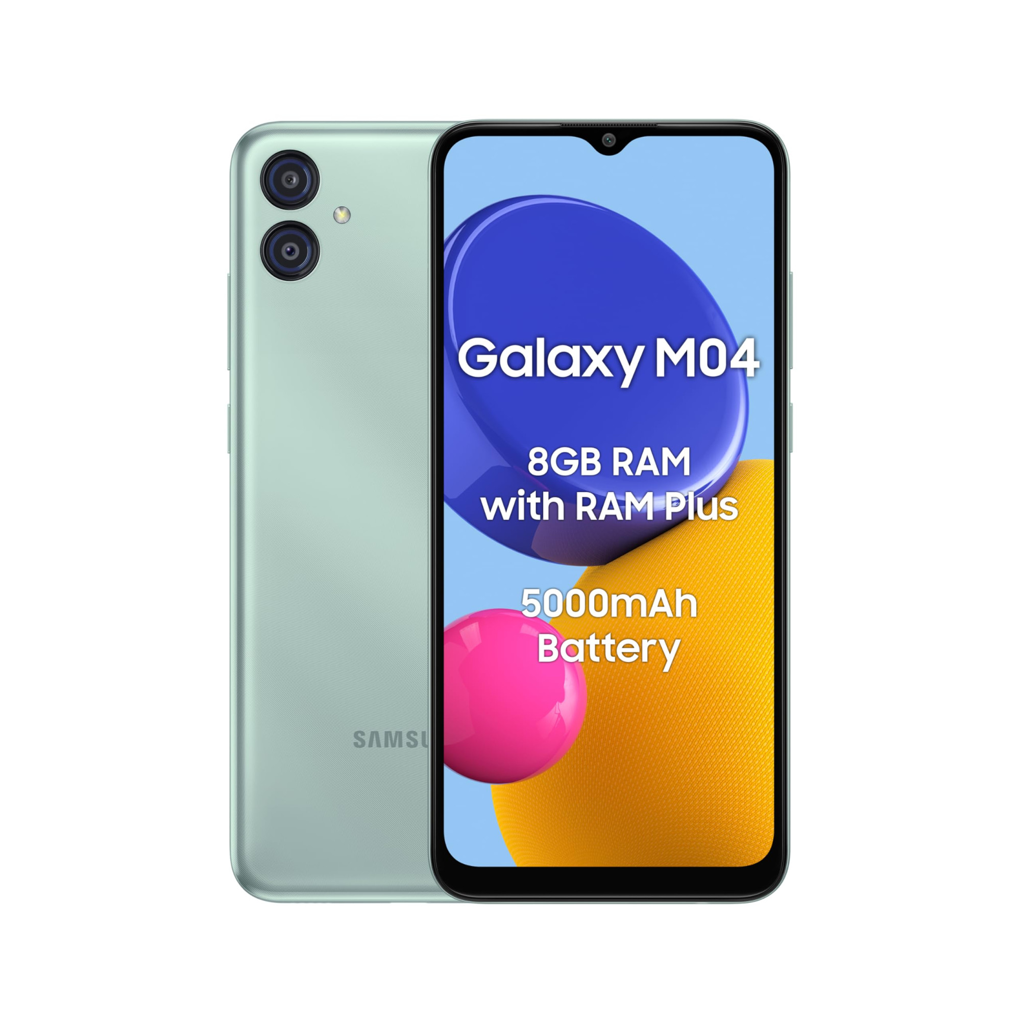 Samsung Galaxy M04 Light Green 4GB RAM 128GB Storage  Upto 8GB RAM with RAM Plus  MediaTek Helio P35 Octa-core Processor  5000 mAh Battery  13MP Dual Camera